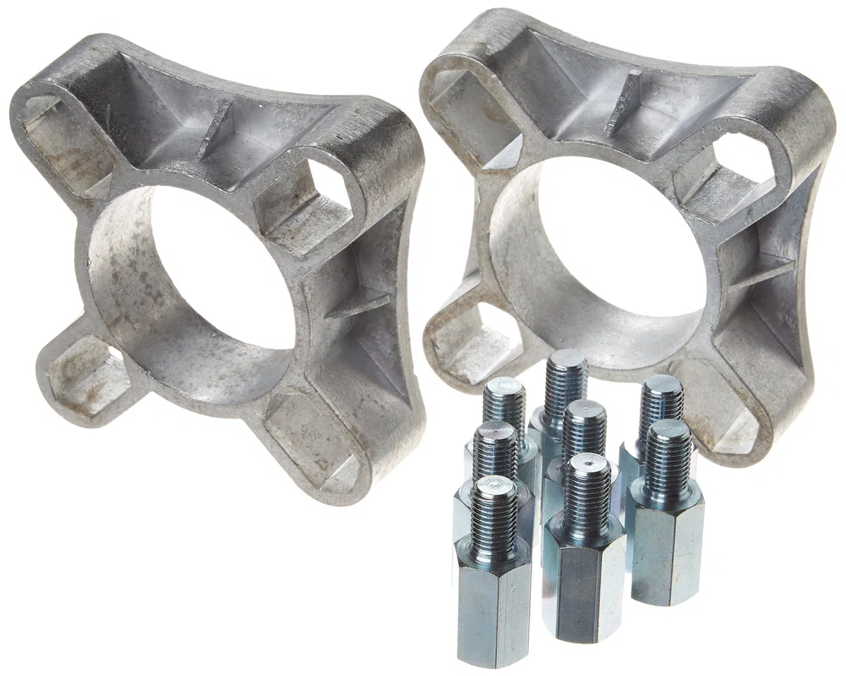 Uniwersalne 4-otworowe poszerzenia szczotek 32 mm (64 mm/oś) - w zestawie: 12 x 1,50 wkrętów