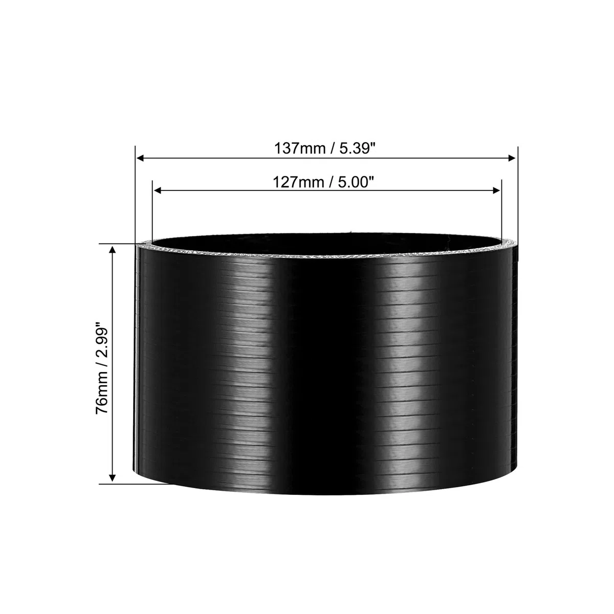 25mm-127mm ID Wysokiej jakości prosta silikonowa złączka rurowa wzmocniona prostym wężem dolotowym turbosprężarki czarna(127mm)