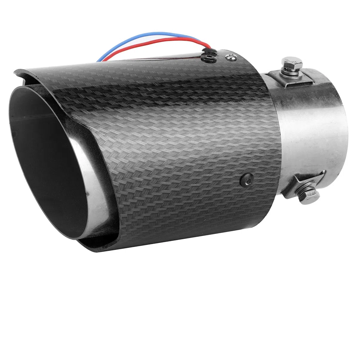 Tłumik tylny rury wydechowej LED końcówka wykończenia samochodu zamiennik wlot 63 mm wyjście 90 mm (niebieskie światło)