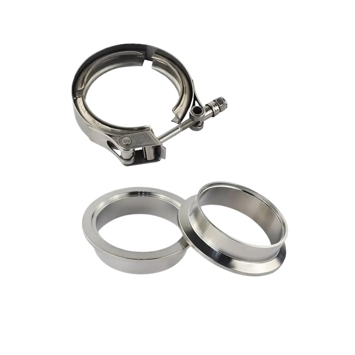 Zestaw szybkozłączek V-band, stal nierdzewna 304 z kołnierzami męskimi i żeńskimi do układów turbosprężarek i wydechowych(2 inch 51mm)