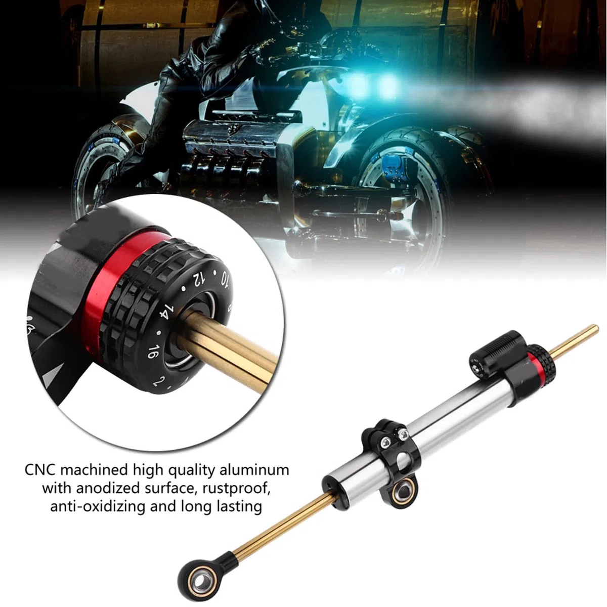 Tbest Tłumik Kierownicy Stabilizator, Aluminium do Serii MT (Long Style)